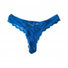 NWOT Women`s Underwear Tong Panties Blue Lace With Bow Size XS