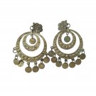 Vintage Arabic Coin Chandelier Earrings Dangle Clip On Oriental Silver Tone Vintage Arabic Coin Chandelier Earrings Dangle Clip On Oriental Silver Tone