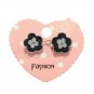 Flower Stud Earrings Clear Rhinestone Black Enamel Fashion Jewelry Gift Women