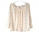 Sara Michelle floral beige blouse butterfly sleeves PXL