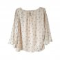 Sara Michelle floral beige blouse butterfly sleeves PXL
