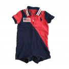 Ralph Lauren Romper One Piece Baby Infant short sleeve 6 m red/ indigo dark blue