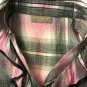 Antiva Women`s Shirt S Short Sleeve V-Neck Plaid Pink Black Grey Button-Up