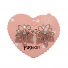 Sterling Silver Plated Rhinestone Flower Stud Earrings Dainty Fashion Jewelry