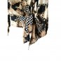 O.L.M. black white gold chess long sleeve Blouse top with bow S