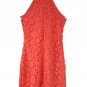 Bolaiya Orange Sleeveless Zip Back Lace Flowers Mini Bodycon Dress Size M