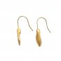 Vintage Dainty Yellow Gold Plated Leaf Dangle Drop Earrings Hook