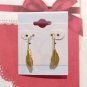 Vintage Dainty Yellow Gold Plated Leaf Dangle Drop Earrings Hook