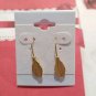Vintage Dainty Yellow Gold Plated Leaf Dangle Drop Earrings Hook