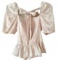 Milk & Honey Off the Shoulder Top Corset - Beige Leopard Print, S Short Sleeve