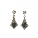 Oval Cut Faceted Hematite Dangle Earrings Sterling Silver 925 VM Designer Signed Oval Cut Faceted Hematite Dangle Earrings Sterling Silver 925 VM Designer Signed