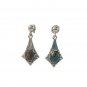 Oval Cut Faceted Hematite Dangle Earrings Sterling Silver 925 VM Designer Signed