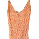 Orange Knitted with Pearls Women's Tank Top T-shirt Sleeveless Size S V-neck Orange Knitted with Pearls Women's Tank Top T-shirt Sleeveless Size S V-neck