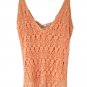 Orange Knitted with Pearls Women's Tank Top T-shirt Sleeveless Size S V-neck