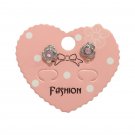 Flower Dainty Stud Earrings Silver Plated Pink Rhinestone Fashion Jewelry Gift Flower Dainty Stud Earrings Silver Plated Pink Rhinestone Fashion Jewelry Gift