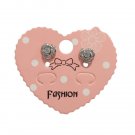 Flower Dainty Stud Earrings Clear Rhinestone Silver Plated Jewelry Women