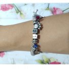 Chamilia Sterling Silver 925 Bracelet Charms Cross Numbers Toggle Vtg Jewelry