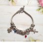 Chamilia Sterling Silver 925 Bracelet Charms Cross Numbers Toggle Vtg Jewelry