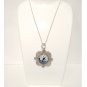 Vtg Filigree Pendant Necklace Sterling Silver 925 Vindmill Porcelain Designer