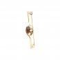 Yellow Gold Sterling Silver 925 Brooch Pin Vtg Oval Smoky Quartz Men Women Gift