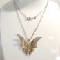 Vintage 14k yellow gold 925 Sterling Silver Filigree Butterfly Pendant Necklace