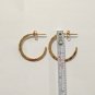 14k yellow gold on 925 Sterling Silver Cuff Huggie C-Hoop Earrings Hammered
