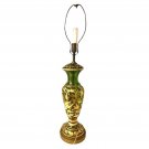 Bohemian Emerald Green Table Lamp Gold Gilt Lustre Luster Lamps MCM