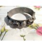Sterling Silver 800 Bangle Bracelet Oval Amethyst Secure Chain Germany Antique