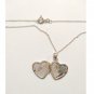 Vintage 14k White Gold Sterling Silver 925 Heart Locket Necklace Floral Pendant