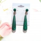 14K Yellow Gold Plated Malachite Pear & Cabochon Dangle Earrings Posts 14K Yellow Gold Plated Malachite Pear & Cabochon Dangle Earrings Posts
