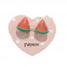 Watermelon Fruit Stud Earrings Red Acrylic Posts Silver Tone Stainless Steel Watermelon Fruit Stud Earrings Red Acrylic Posts Silver Tone Stainless Steel
