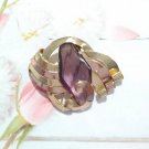 Coro Abstract Brooch Pin Amethyst Yellow Rose Gold Two Tone Art Deco Designer
