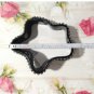 Bill Schiffer Designer Cuff Bracelet Black Acrylic Ripple Ribbon Rhinestones