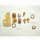 Mixed Single Earrings Jewelry Lot  2 Sterling Silver Gold Over Some Signed