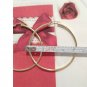 FAS 14k Yellow Gold 925 Sterling Silver Round Hoop Earrings Large Bold Signed