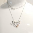 Diamond Rose Gold Sterling Silver 925 Necklace Angel Wings Devil Heart Pendant