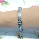 Vintage Stainless Steel Tone Rope Cable Bangle Bracelet
