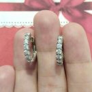 925 Sterling Silver Huggie Hoop Earrings Small Round Paved CZ Women Girls
