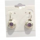 925 Sterling Silver Circle Dangle Drop Earrings Round Cut Amethyst Art Deco Thai