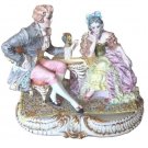 Capodimonte  Rococo Majolica Porcelain Figurine Lady And Gentleman Italy