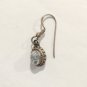 925 Sterling Silver Single Dangle Drop Earrings Oval Moonstone Art Nouveau Vtg