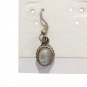 925 Sterling Silver Single Dangle Drop Earrings Oval Moonstone Art Nouveau Vtg