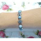 Handmade Aquamarine Beaded Bracelet with Flower Charms Boho Healing Adjustable Handmade Aquamarine Beaded Bracelet with Flower Charms Boho Healing Adjustable