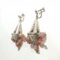 Antique Hazara Silver Chandelier Dangle Earrings Garnet & Carnelian Afghanistan