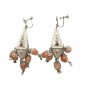 Antique Hazara Silver Chandelier Dangle Earrings Garnet & Carnelian Afghanistan