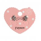 Fleur De Lis Stud Earrings Silver Tone Clear Rhinestones Posts Women Jewelry