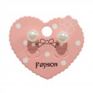 Cream Pearl Small Stud Earrings Dainty Posts Silver Tone Women Girl Jewelry Lot