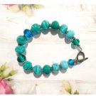 Handmade Aqua Green Malachite Beaded Bracelet with Toggle Clasp Handmade Aqua Green Malachite Beaded Bracelet with Toggle Clasp
