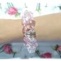 Pink & Crystal Clear Lucite Bead Adjustable Stretch Bracelet Handmade