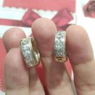 Princes cut CZ 925 Sterling Silver Huggie Hoop Round Earrings Pierced Signed Princes cut CZ 925 Sterling Silver Huggie Hoop Round Earrings Pierced Signed